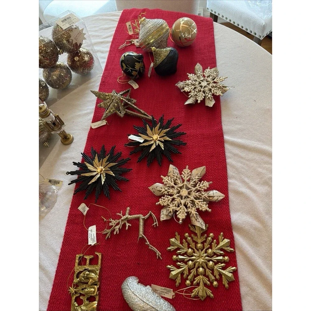 Christmas Hanging Ornaments Gold Black Silver Bauble Bell Star $5.50 ea $100 all
